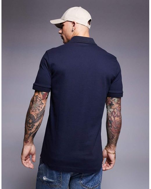 Boss Blue Passenger Tonal Logo Pique Polo Slim Fit for men