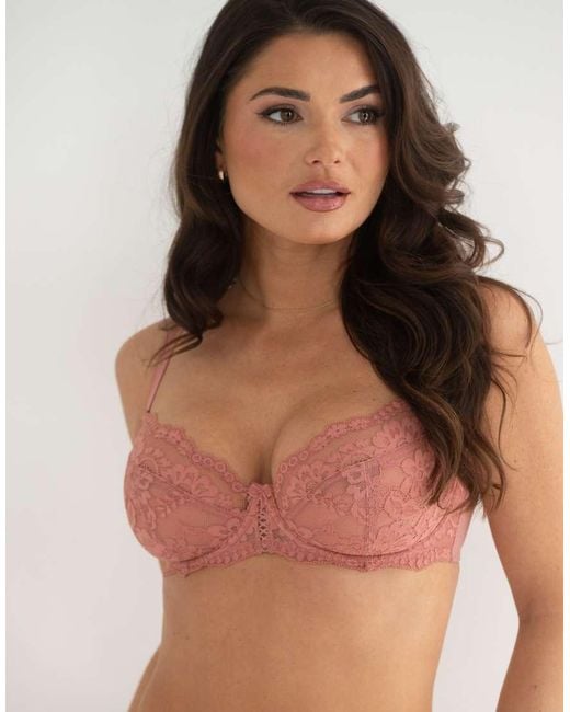 Pour Moi Brown Fleur Non-Padded Underwired Balconette Bra