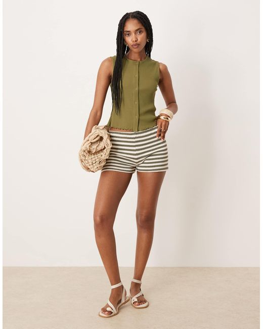 Vila Green Button Front Vest