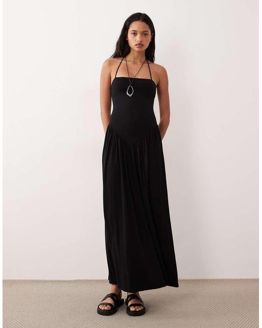 ASOS Black Drop Wait Halter Neck Sundress