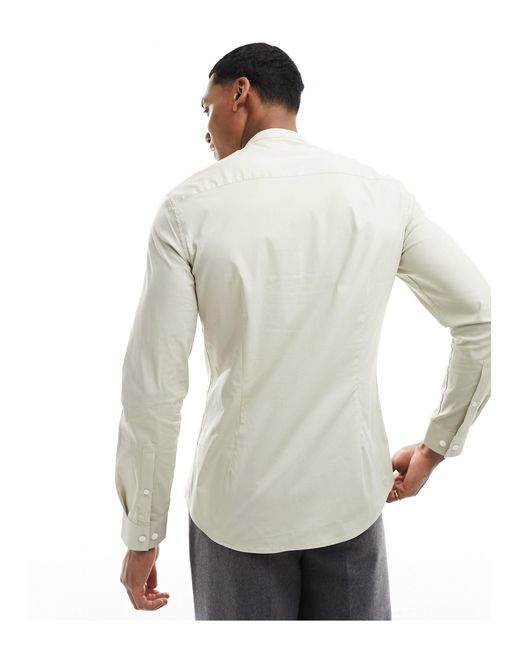 ASOS White Slim Fit Grandad Collar Shirt for men