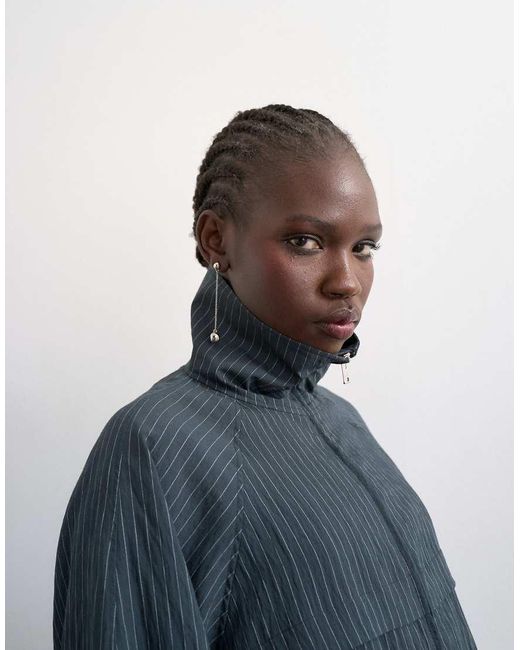 TOPSHOP Blue Co Ord Modal Stripe Zip Through Jacket