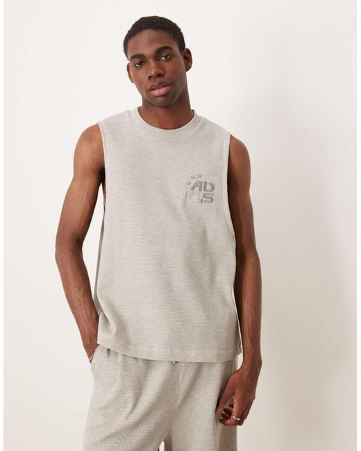 ASOS Natural Heavyweight Co-ord Boxy Relaxed Tank With Chest Embroidery for men