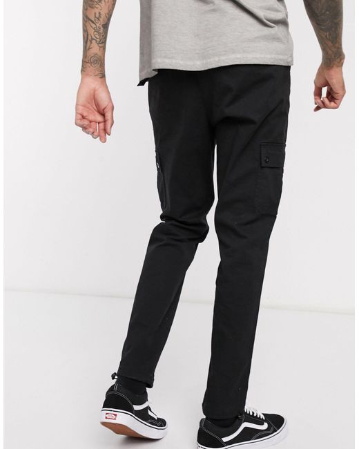 asos black cargo trousers