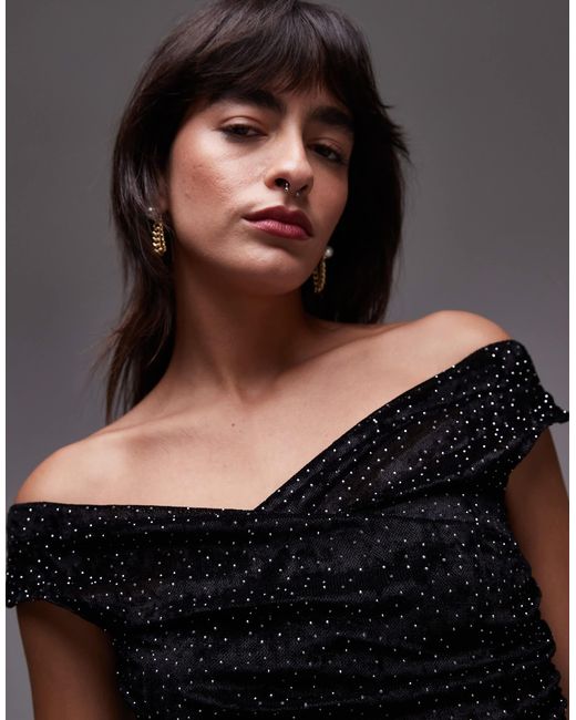 Mango Black – schulterfreies top aus samt