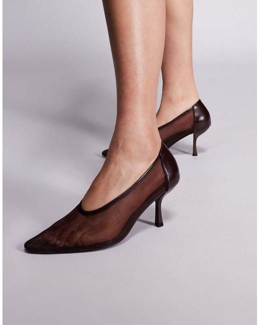 Public Desire Brown Dua Mesh High Vamp Heels