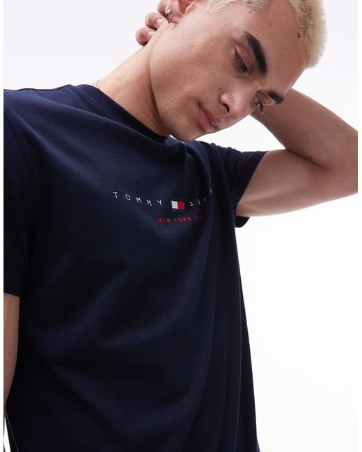 Tommy Hilfiger Blue Center Linear T-shirt for men