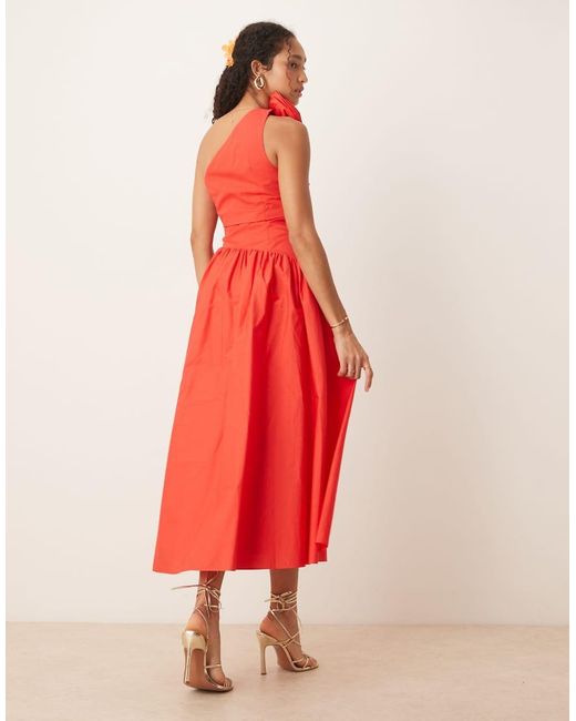 Forever New Red Cut-Out Rosette Cotton Dress