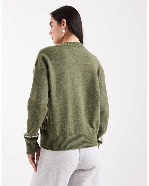 Daisy Street Green Boxy Cardigan With Floral Graphic And Toggles