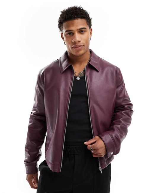 Mauve faux leather jacket discount