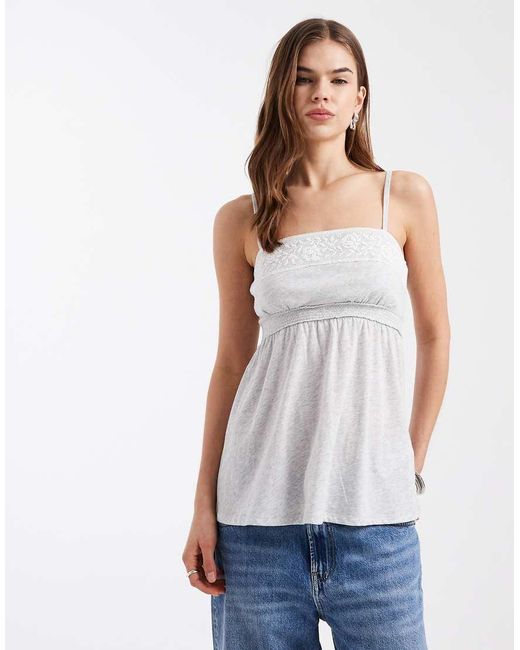 Hollister White Lace Trim Babydoll Cami