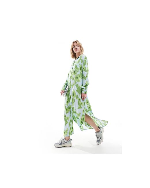 Vinny - robe longue à imprimé multicolore - vert SELECTED en coloris Green