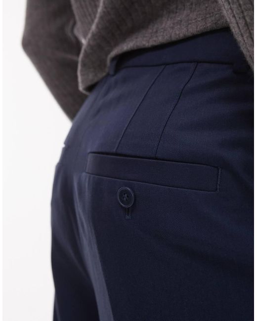 & Other Stories Blue Relaxed Wide Leg Tailored Trousers With Pleat Front