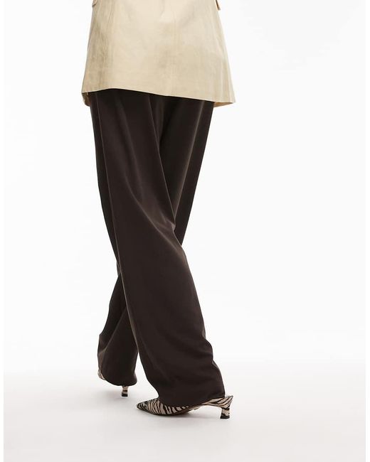 ASOS Elegante Broek Met Taille Met Overslag En Wijde Pijpen in het Black
