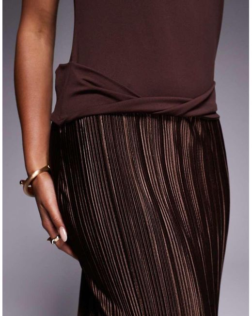 ASOS Purple Hybrid Plisse Twist Detail Maxi Dress