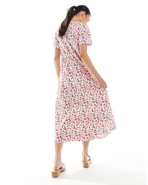 Threadbare Midi Jurk Van Jersey Met Korte Mouwen En Zakken in het Pink