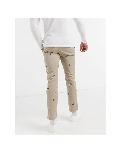 Polo Ralph Lauren Slim Fit All Over Horse Embroidery Cotton Stretch Twill  Chinos for Men | Lyst Australia