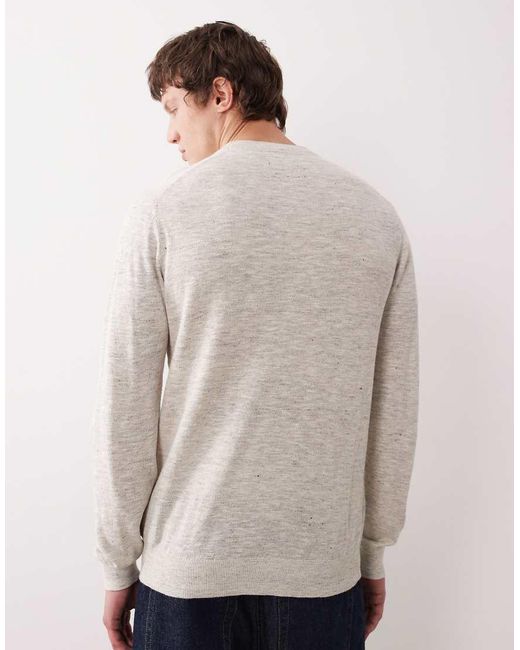 Barbour Natural Flaxby Linen Blend Crew Neck Knit Jumper for men