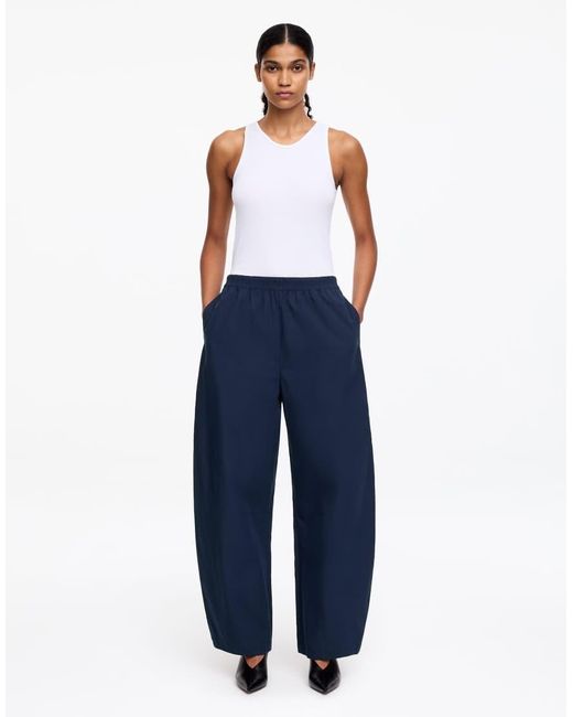 ARKET Blue Drawstring Cotton Poplin Trousers