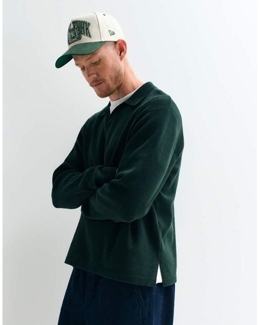 ASOS Green Adaptive Knitted Long Sleeve Polo for men