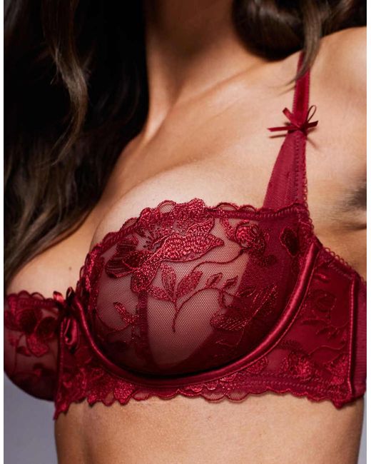ASOS Red Tate Premium Floral Embroidery Underwi Bra