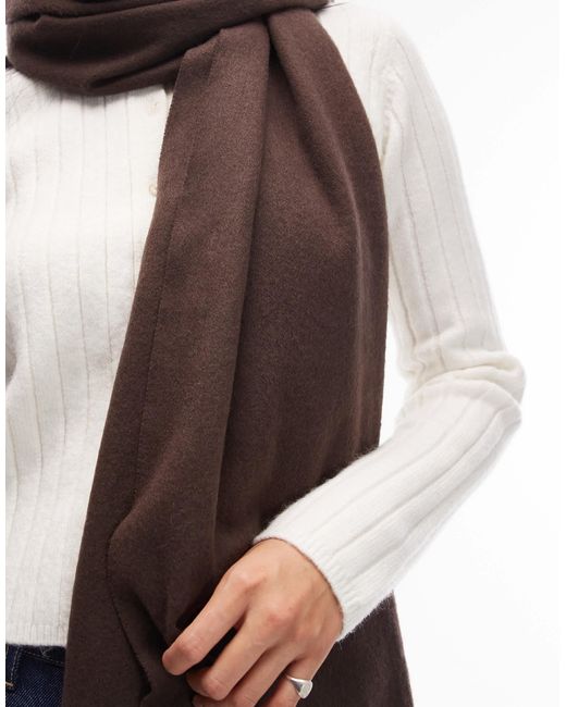 & Other Stories Brown Premium Fringed Edge Pure Wool Scarf