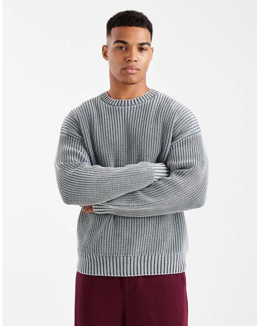 Cotton On Gray Box Fit Crew Knit Sweater for men