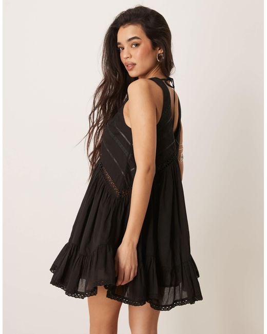 ASOS Natural Handkerchief Hem Mini Dress With Scoop Neck