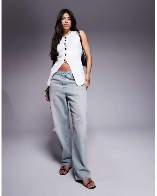 River Island Gray Longline Knitted Waistcoat