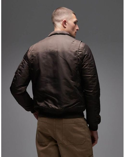 Schott Nyc Gray Logo Patch Detail Zip Pocket Detail Cropped Padded Jacket for men