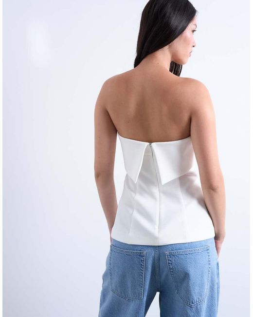 TOPSHOP White Foldover Long Line Top Bandeau
