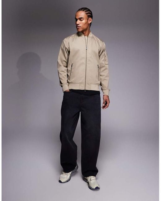 Barbour Natural Tardon Zip Through Logo Bomber Jacket for men