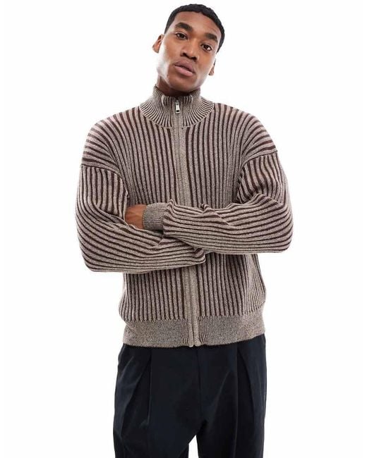 Cotton On Brown Cotton On Zip Through Knit for men