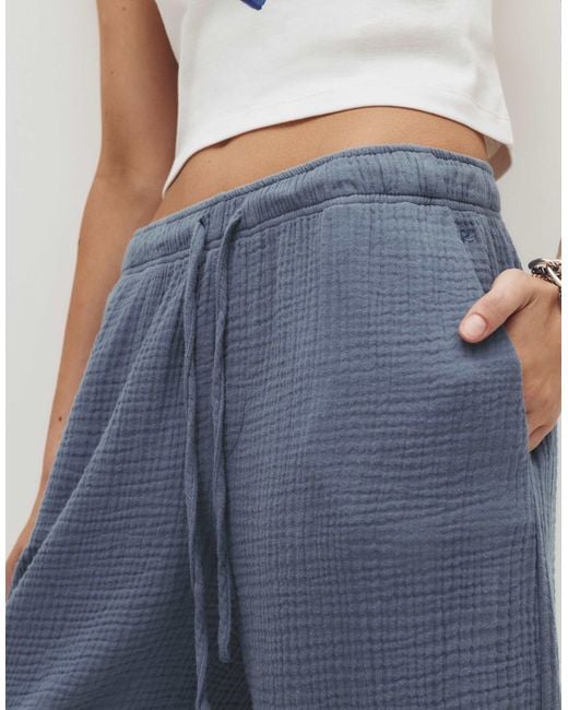 Pull&Bear Blue – gerade geschnittene hose aus kreppstoff
