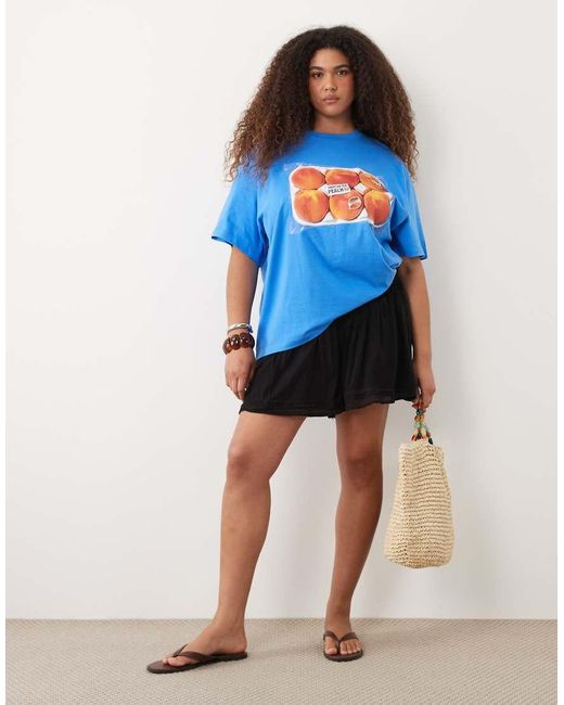 ASOS Blue Asos Design Curve Calypso Beach Short With Lace Trim
