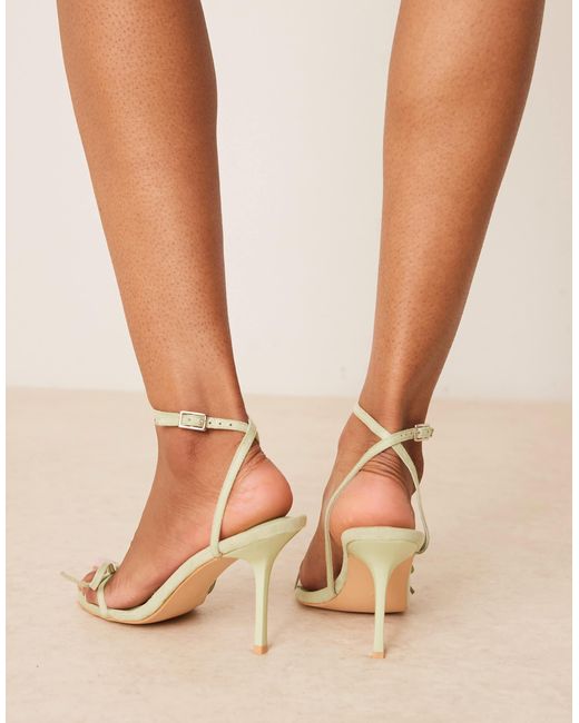 Glamorous Natural Bow Heeled Sandals