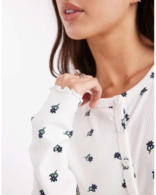 ONLY White Flower Print Cardigan