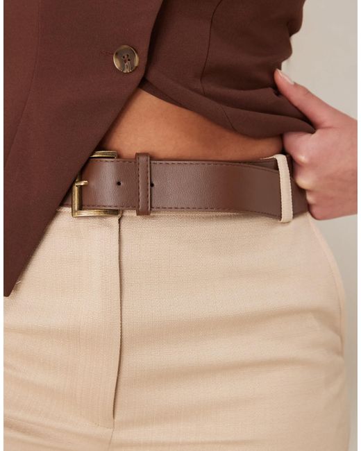 ASOS Natural Tall Tailored Slim Straight Pants With Belt