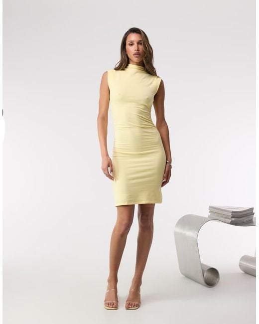 GOOD AMERICAN Natural Super Stretch Jersey Mock Neck Mini Dress