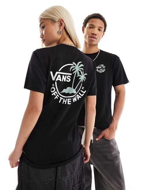 Classic - t-shirt à petit motif deux palmiers Vans en coloris Black