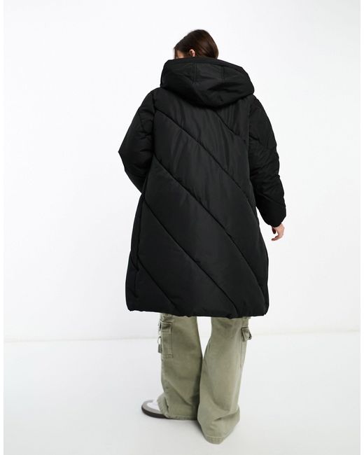 Vero Moda Black Longline Hooded Puffer Coat