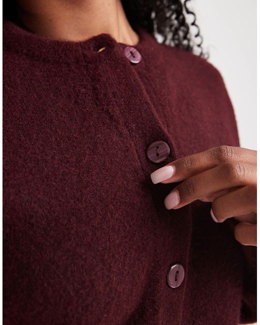 New Look Purple Crew Neck Button Down Cardigan