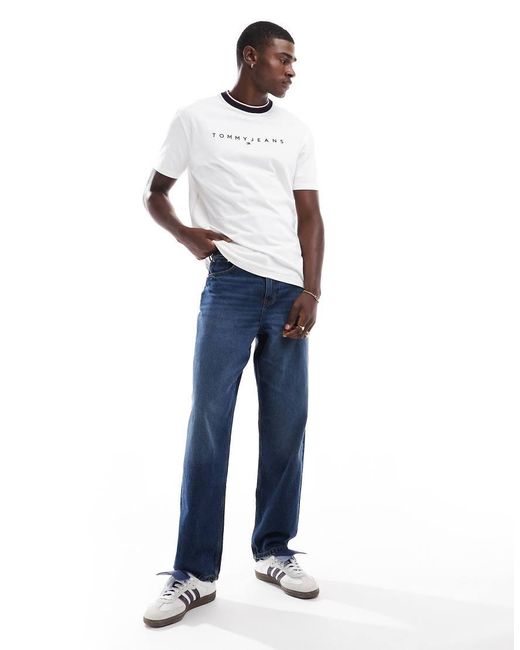 Tommy Hilfiger White Linear Logo Ringer T-shirt for men