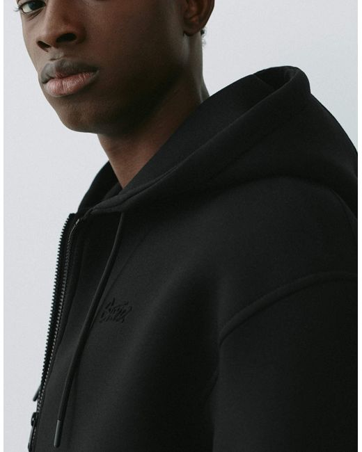 Veste zippée à capuche e Pull&Bear pour homme en coloris Black