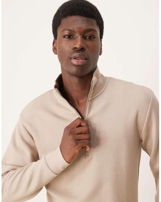 SELECTED Gray Half Zip Sweatshirt for men