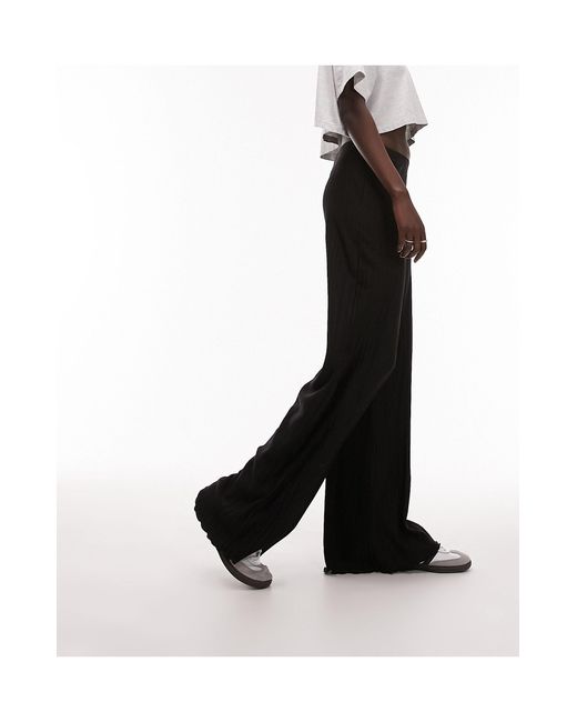Pantalon large plissé TOPSHOP en coloris Noir | Lyst