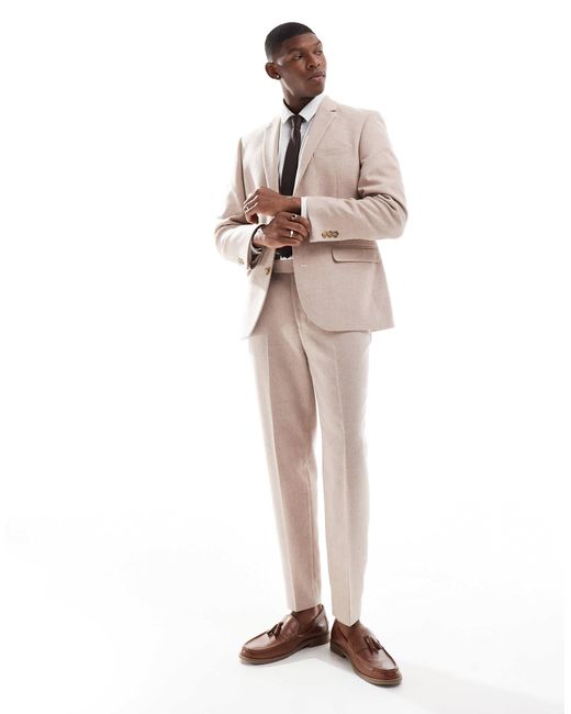 ASOS – schmal zulaufende anzughose aus wollmix-tweed in White für Herren