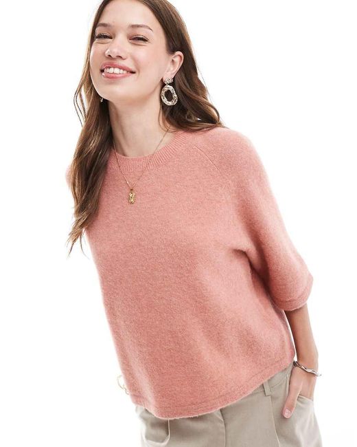 & Other Stories Pink Alpaca Short Sleeve Knitted Jumper