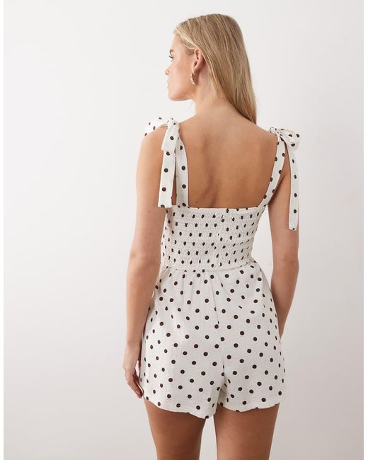Miss Selfridge White Shoulder Ties Seersucker Romper