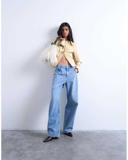 TOPSHOP Blue Seam Detail Blazer Top